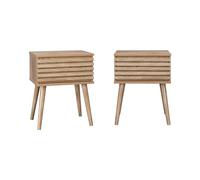 sweeek - Lot de Deux Tables de Chevet Style scandinave décor Bois avec tiroir rainuré et Pieds Compas
