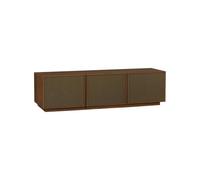 sweeek - Meuble TV décor bois et tissu 3 portes 180cm noyer - Kuba