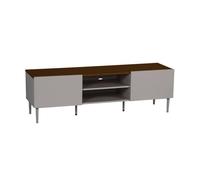 sweeek Meuble TV métal et décor bois 2 portes 140cm gris et noyer - Ashton ASHTON