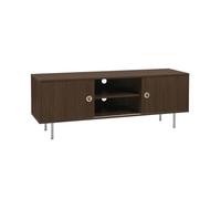 sweeek - Meuble TV vintage décor bois et acier inoxydable 2 portes 140cm SHELBY