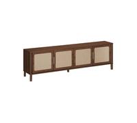 sweeek - Meuble TV vintage décor bois et cannage 4 portes 160cm ETTA