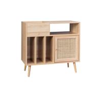 sweeek - Meuble vinyle décor bois et cannage 1 porte 83cm BOHÈME