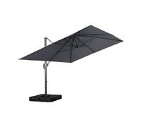 sweeek - Parasol déporté rectangulaire 3x4m + dalles à lester 50x50cm gris - Wimereux + Fixeo