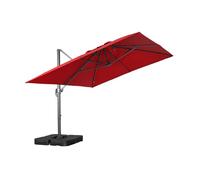 sweeek - Parasol déporté rectangulaire 3x4m + dalles à lester 50x50cm rouge - Wimereux + Fixeo