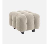 sweeek - Pouf. Module pour canapé. Repose-Pieds pour canapé 2 Places en Bouclette texturée Beige L 69 x P 59 x H 48cm - Leon