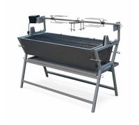 sweeek - Rôtissoire charbon de bois motorisée inclinable en inox avec tournebroche MATHURIN