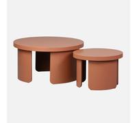 sweeek - Set de 2 Tables Basses gigognes Rondes Terracotta - Luma