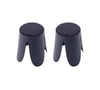sweeek - Set de 2 tabourets empilables Bleu Marine. Bouclette texturée. Niki. Ø30 / 44 x H46cm