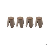sweeek Set de 4 tabourets empilables marrons bouclette texturée NIKI Ø30 / 44 x H46cm NIKI