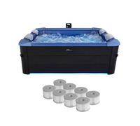 sweeek - Spa Rigide 6 Places hydromassages. 4 Coussins + 6 filtres + bâche Incluse. Oslo Sapphire. L 160 x P 160 x H 65 cm