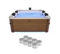 sweeek - Spa Rigide 6 Places hydromassages. 4 Coussins + 6 filtres. Oslo Amber. Beige. L 160 x P 160 x H 65 cm