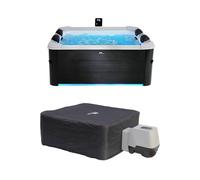 sweeek - Spa Rigide Oslo 6 Personnes Gris. 4 Coussins. bâche Incluse + Housse Thermique. hydromassages système
