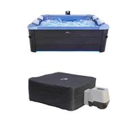 sweeek - Spa Rigide Oslo Sapphire 6 Personnes Gris. 4 Coussins. bâche Incluse + Housse Thermique. hydromassages système