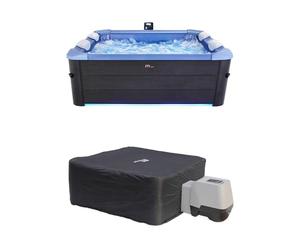 sweeek - Spa Rigide Oslo Sapphire 6 Personnes Gris. 4 Coussins. bâche Incluse + Housse Thermique. hydromassages système