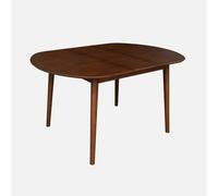 sweeek - Table à Manger Ovale Extensible Bois d'hévéa et placage chêne Noyer 4-6 Places - 110/140 x 100 x 75 cm - Lisa