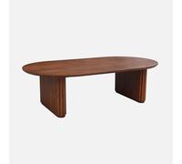 sweeek - Table Basse Ovale Bois d'hévéa placage chêne Teinte Noyer - L 122 x P 65 x H 35 cm - Gabrielle