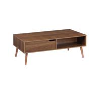 Table basse vintage rectangulaire décor bois de noyer 1 tiroir NEPAL