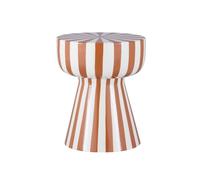 sweeek Table d'appoint bout de canapé table de chevet acier émaillé rayures bicolore terracotta et blanc Ø34 x H41cm ZIGGY