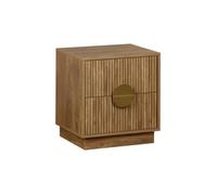 sweeek - Table de chevet décor bois de manguier rainuré 2 tiroirs CELIAN