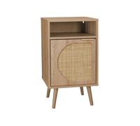 sweeek - Table de chevet décor bois et cannage arrondi 1 porte EVA