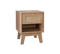 sweeek - Table de chevet décor bois et cannage, piétement bois d'eucalyptus 1 tiroir MANI