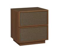 sweeek - Table de chevet décor bois et tissu 2 tiroirs noyer - Kuba