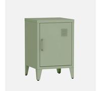 Table de chevet en acier vert. 1 porte. casier. chambre enfant