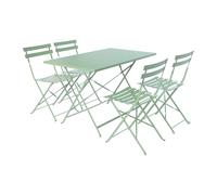 sweeek - Table de Jardin bistrot Pliante métal + 4 assises 110 x 70cm. avec Quatre chaises Pliantes. Acier thermolaqué