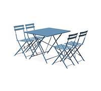 sweeek - Table de Jardin bistrot Pliante métal + 4 assises 110 x 70cm. avec Quatre chaises Pliantes. Acier thermolaqué