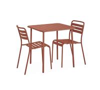 sweeek - Table de Jardin métal + 2 assises Terracotta Amélia