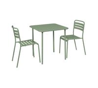 sweeek Table de jardin métal + 2 assises vert Amélia AMELIA