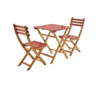 sweeek - Table de Jardin Pliante Bois d'acacia + 2 assises Terracotta HILORA Table carrée