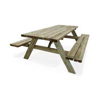 sweeek - Table de pique nique bois de pin + 2 bancs PANCHINA