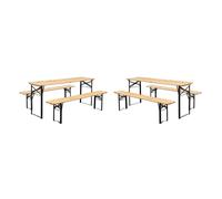 sweeek - Table de réception pliante bois de sapin + 2 bancs (lot de 2) BAYONNE