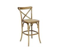 sweeek - Tabouret de Bar bistrot Vintage en Bois Marron Vieilli avec Repose-Pieds