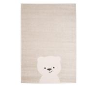 sweeek - Tapis Enfant 120 x 170cm Beige/Crème. Petit Ourson. Poils Ras. Tapis frisé très Doux