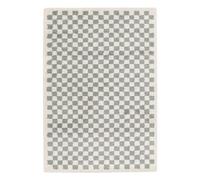 sweeek - Tapis intérieur Shaggy Poils Longs 160x230cm Damier Bleu Clair et crème