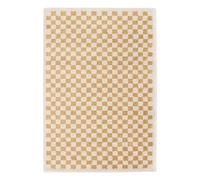 sweeek - Tapis intérieur Shaggy Poils Longs 160x230cm Damier Jaune Moutarde et crème
