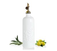 Sweejar Home Distributeur d'huile de 530 ml pour cuisine avec bec à gravité, bouteille distributeur d'huile d'olive en céramique, contenant opaque en relief pour vinaigre Evoo, vinaigre, sauce soja