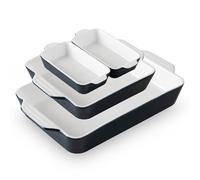 Sweejar Home Ensemble de plats de cuisson en céramique lot de 4, plats à casserole pour four, plat de cuisson rectangulaire avec poignées, moules à lasagnes profonds pour la cuisson, le gratin, le