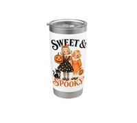 Sweet and Spooky Vintage Halloween Girls Retro Pumpkin Gobelet isotherme en acier inoxydable double paroi