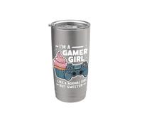 Sweet Gamer Girl Cupcakes Anime Pink Anime Cupcakes Gobelet isotherme en acier inoxydable double paroi
