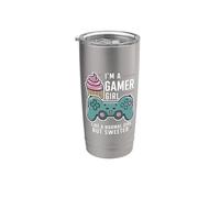 Sweet Gamer Girl Jolie Pink Cupcake Gamers Gobelet isotherme en acier inoxydable double paroi