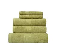Sweet Green - Ensemble de 5 Serviettes de Luxe 100% Coton Bio peigné 650g/m2 - Usage Quotidien - Emballage sans Plastique - Séchage Rapide - Douces, moelleuses et très absorbantes-(Vert)