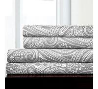 Sweet Home Collection 1800 Fils en Coton égyptien de qualité 4 pièces Profondeur de Drap de lit de Poche, California King, Beige, Paisley Gray, King