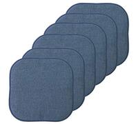 Sweet Home Collection Alexis Denim Lot de 6 Coussins de Chaise en Mousse à mémoire de Forme Motif nid d'abeille Dos en Caoutchouc antidérapant 40,6 x 40,6 cm