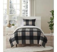 Sweet Home Collection Ensemble Alternatif en Duvet Ultra Doux, draps de lit Luxueux, Polyester, Carreaux de Buffle Noir/Gris, lit Simple