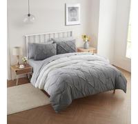 Sweet Home Collection Ensemble Alternatif en Duvet Ultra Doux, draps de lit Luxueux, Polyester, Gris ombré à Nervures pour lit Simple