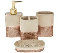 Sweet Home Collection Ensemble de 4 Accessoires de Salle de Bain, Collections Uniques, Moderne Classique Contemporain, décoratif, Beaux Designs, Bains Douche Baignoire, Parker