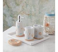 Sweet Home Collection Ensemble de 4 pièces décoratives contemporaines pour Baignoire, Douche, Baignoire, résine, étoile de l'océan